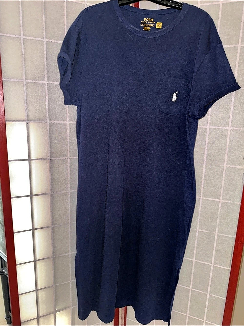 Polo Ralph Lauren Cotton Crewneck Pocket Tee Dress Blue XL